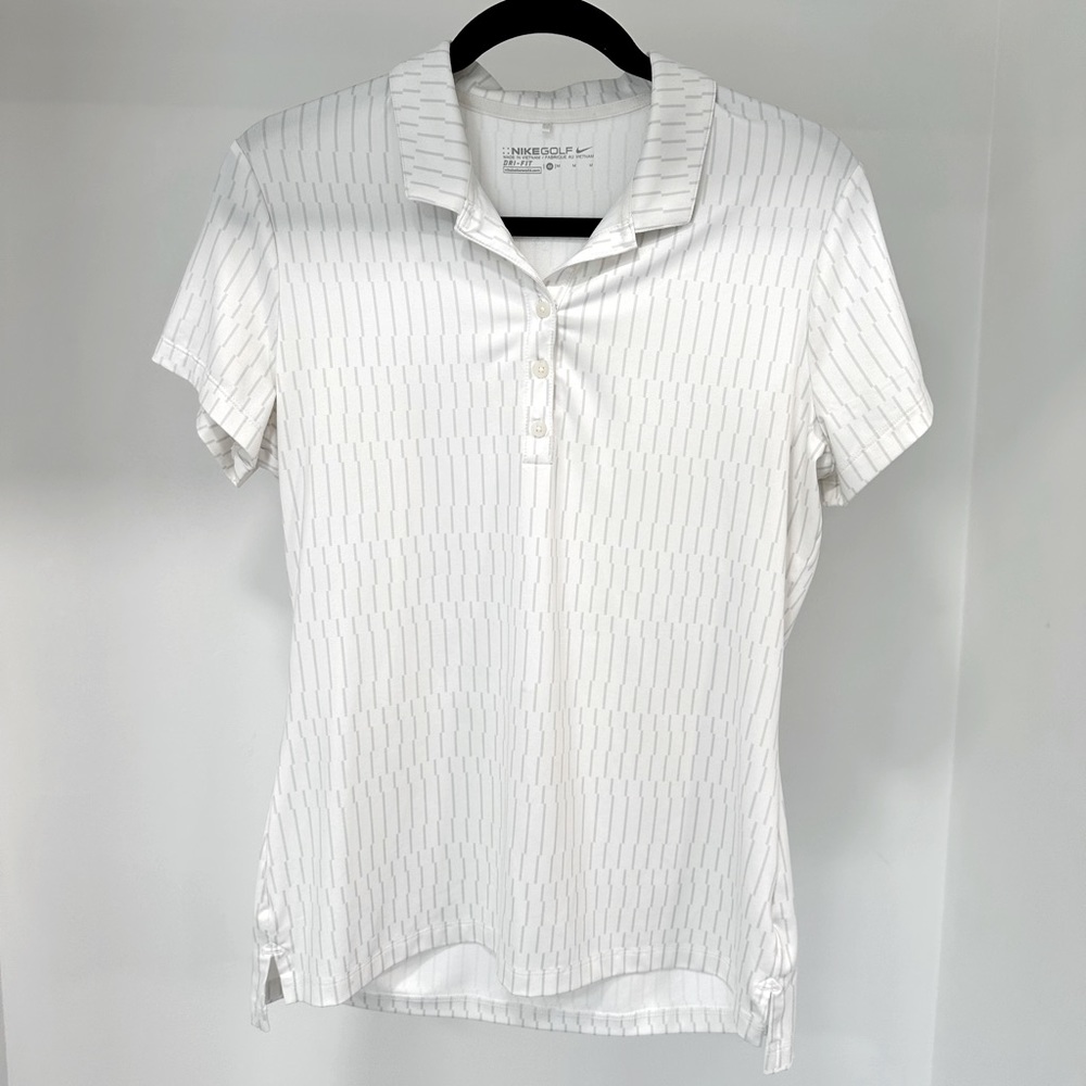 Nike Golf Dri fit polo size Medium M white EUC short sleeve